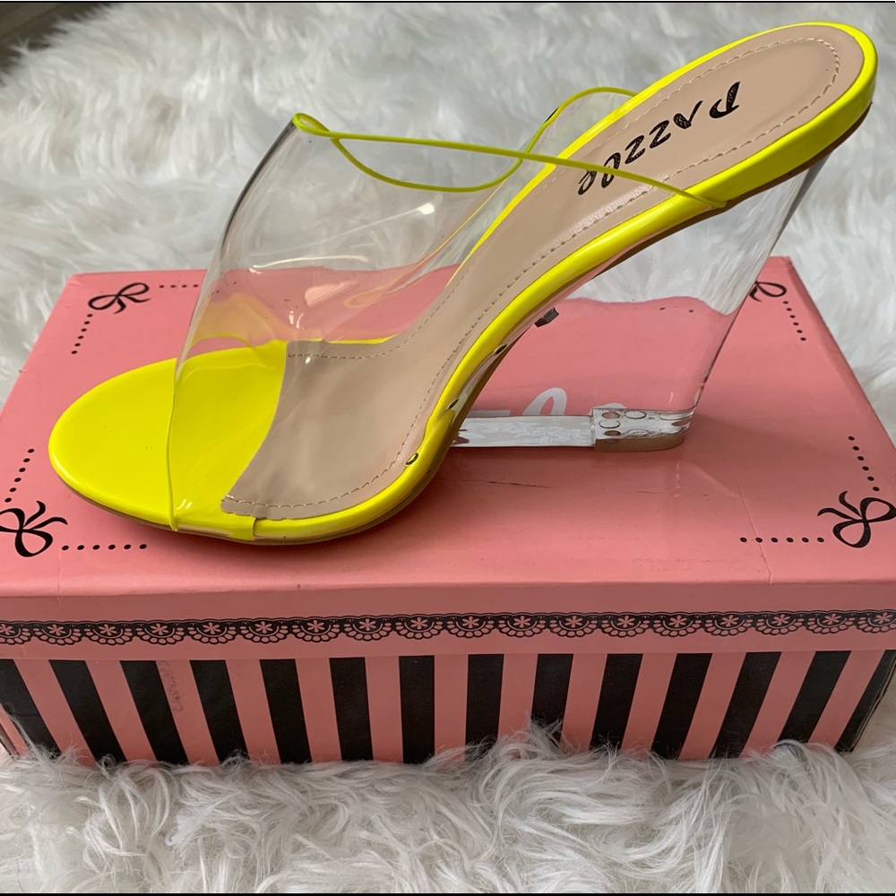 Brand new! Pazzle mules in neon yellow!